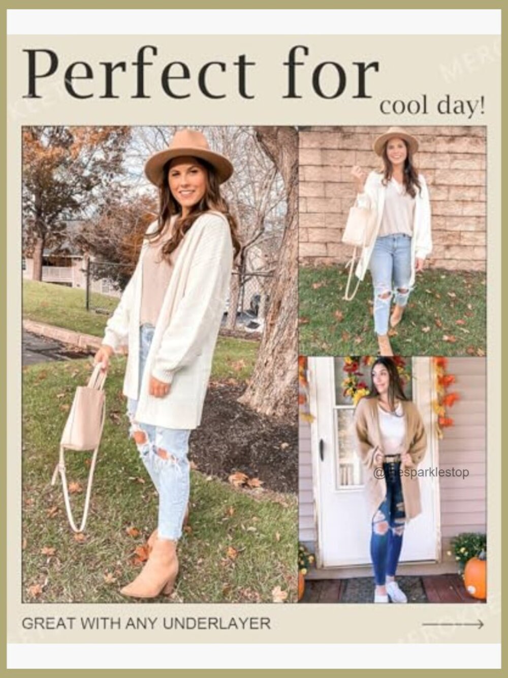 Oversized Open Front Chunky Knit Cardigan with Lantern Sleeves - Picture 5 of 7